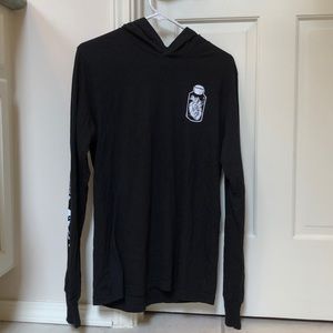 Hooded long sleeved graphic shirt